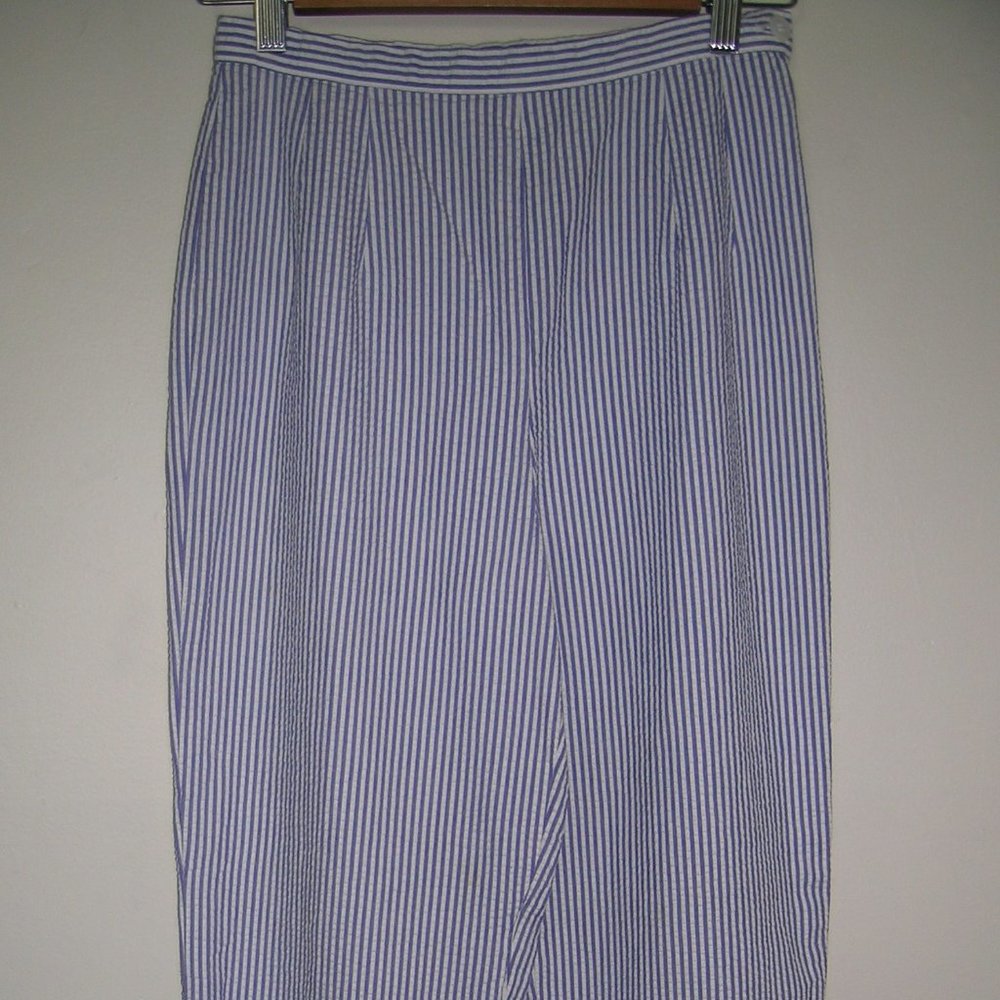 Talbots Seersucker Pants Striped High Waist